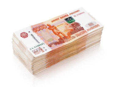 5000 Rus ruble Lirası üstünde beyaz yığını