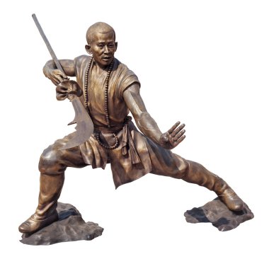 Shaolin savaşçı keşiş bronz heykel