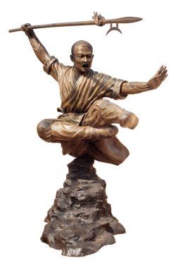Shaolin savaşçı keşiş bronz heykel