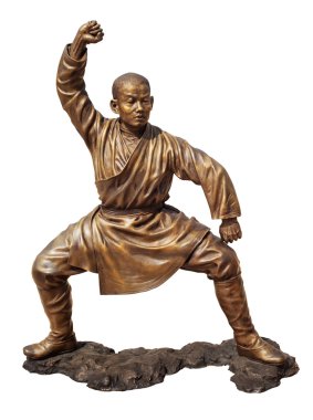 Shaolin savaşçı keşiş bronz heykel