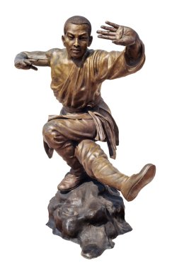 Shaolin savaşçı keşiş bronz heykel
