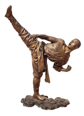 Shaolin savaşçı keşiş bronz heykel