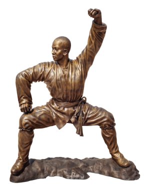 Shaolin savaşçı keşiş bronz heykel