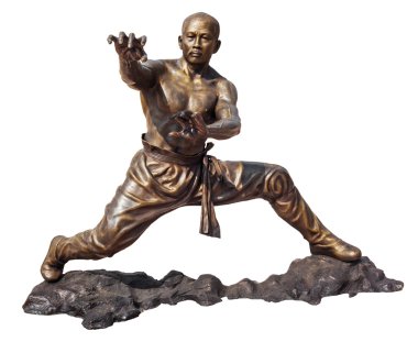 Shaolin savaşçı keşiş bronz heykel