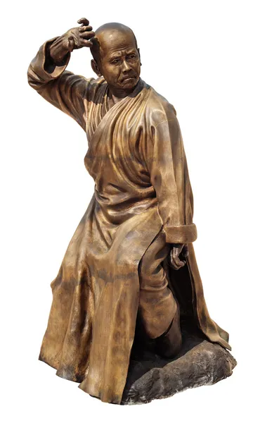 Shaolin guerreiros monge estátua de bronze — Fotografia de Stock