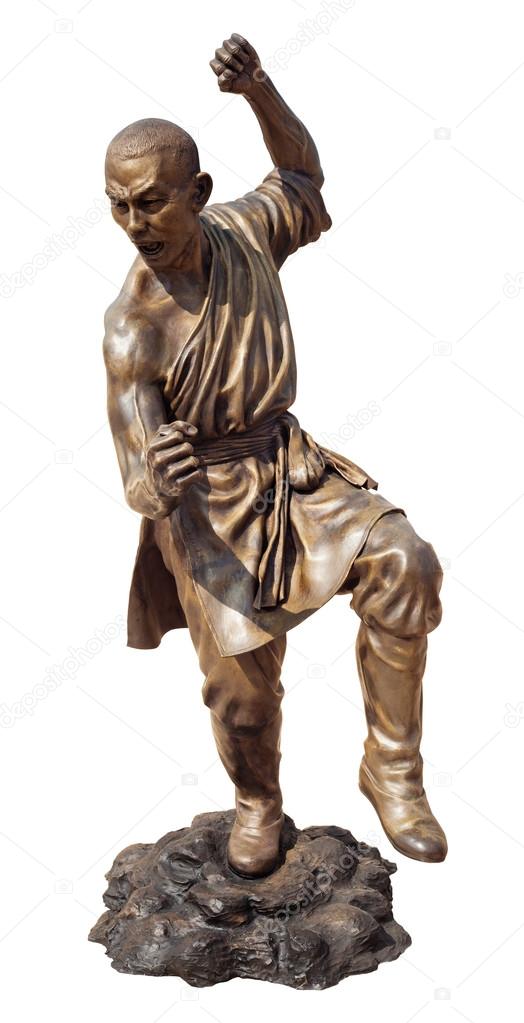 Shaolin warriors monk bronze statue