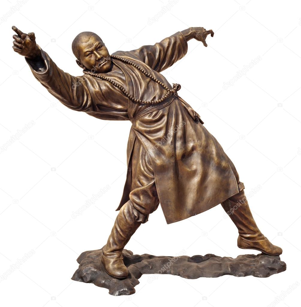 Shaolin warriors monk bronze statue