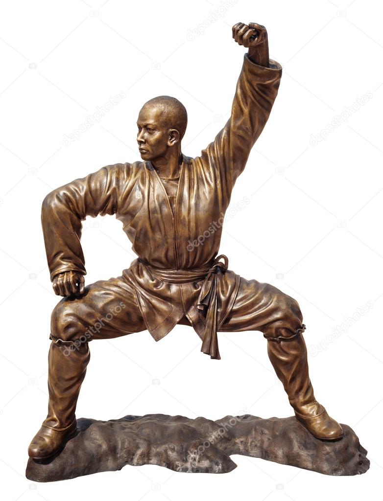 Shaolin warriors monk bronze statue