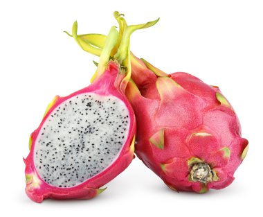 Beyaz üzerine izole edilmiş ejderha meyvesi ya da pitaya