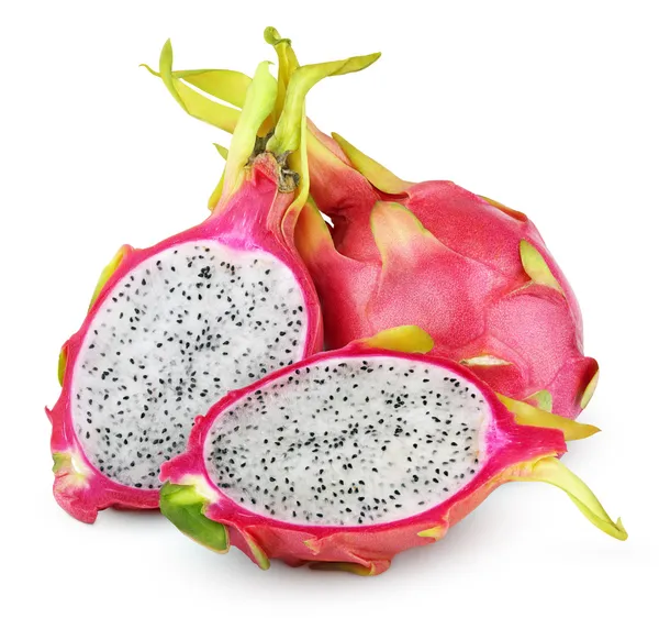 Dragon fruit or pitaya with cut on white — Stock Photo, Image