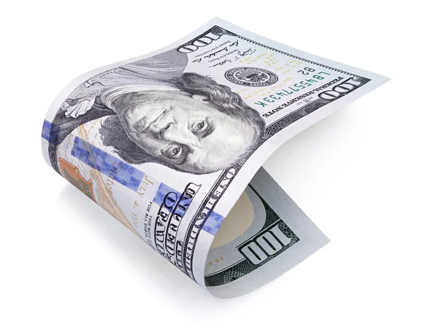 Hundred dollar bill on white — Stock Photo, Image