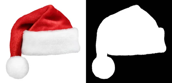 Cappello Babbo Natale Cappuccio Rosso Isolato Sfondo Bianco Con Maschera — Foto Stock