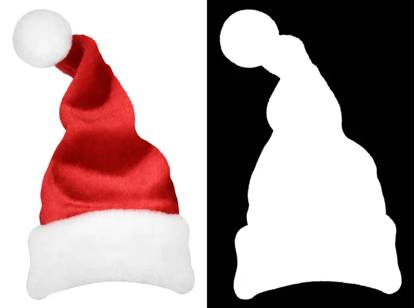 Weihnachtsmannmütze Oder Weihnachtsmütze Isoliert Auf Weißem Hintergrund Mit Clipping Maske — Stockfoto