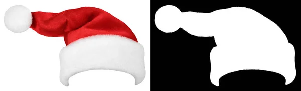 산타클로스 Santa Claus Hat 크리스마스붉은 Christmas Red Cap 고립을 마스크 — 스톡 사진