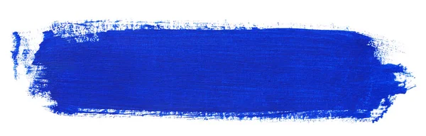 Hand Painted Stroke Blue Paint Brush Isolated White Background — Zdjęcie stockowe