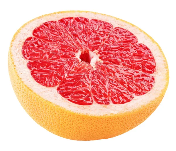 半分グレープフルーツ柑橘系の果物は クリッピングパスで白い背景に分離されました フィールドの完全な深さ — ストック写真
