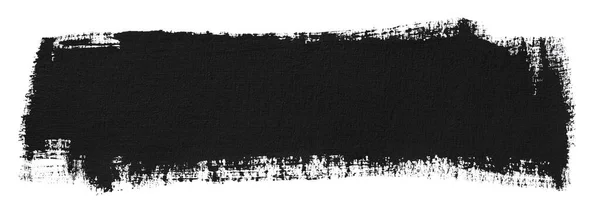 Ručně Malovaný Tah Černé Barvy Textury Izolované Bílém Pozadí — Stock fotografie