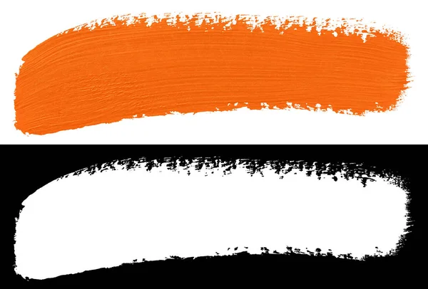 Orange Färgstreck Isolerad Vit Bakgrund Med Klippmask Alfakanal För Snabb — Stockfoto