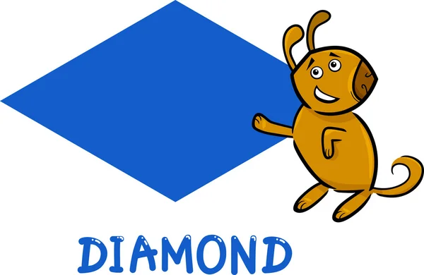 Tvar diamant s cartoon dog — Stockový vektor