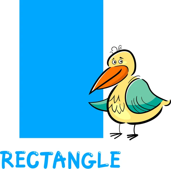 Forme rectangulaire avec oiseau de bande dessinée — Image vectorielle