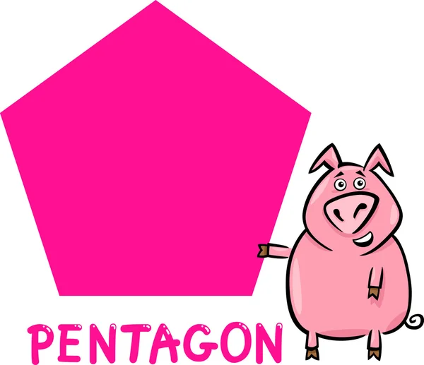 Форма Пентагона с мультяшной свиньей — стоковый вектор