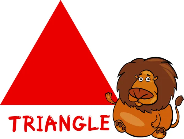 Forme de triangle avec lion dessin animé — Image vectorielle