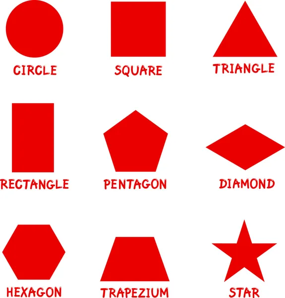 Podstawowe kształty geometryczne z napisami — Wektor stockowy