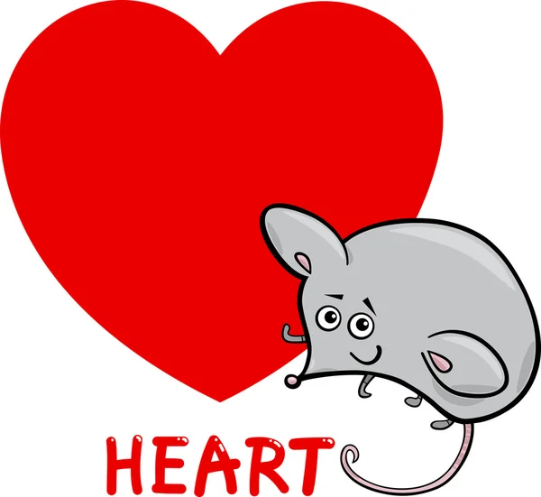 Heart shape with cartoon mouse — Stock Vector