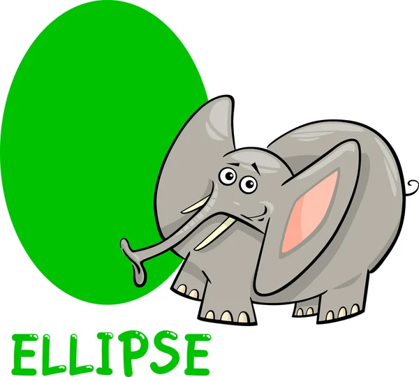 Ellipsenform mit Cartoon-Elefant — Stockvektor