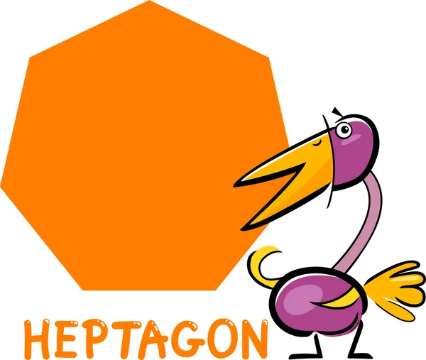 Heptagon 形状与卡通鸟 — 图库矢量图片