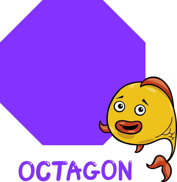 Forma de octógono com peixes de desenhos animados —  Vetores de Stock