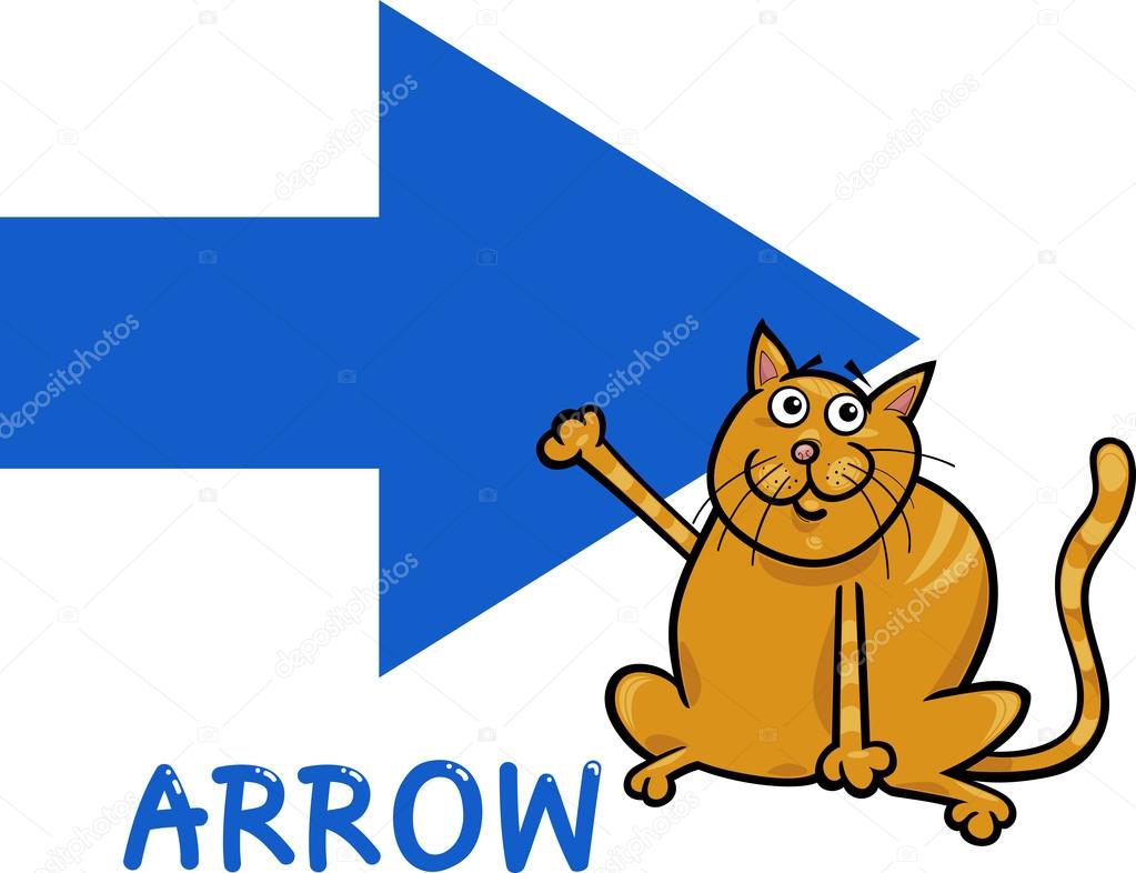 Arrow shape with cartoon cat