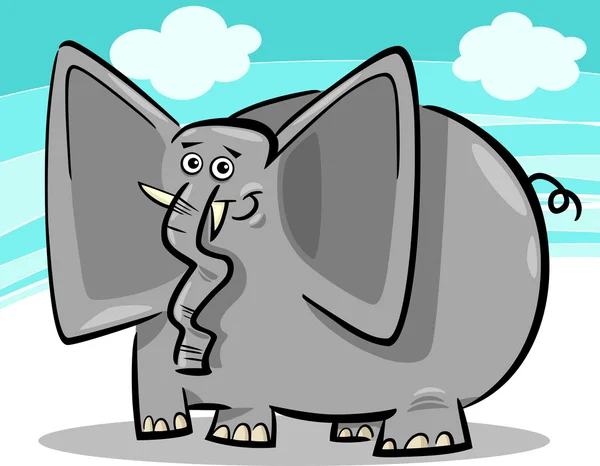 Funny elephants cartoon against sky — Stock Vector