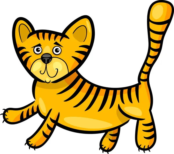 Dibujos animados ilustración de tigre pequeño — Vector de stock