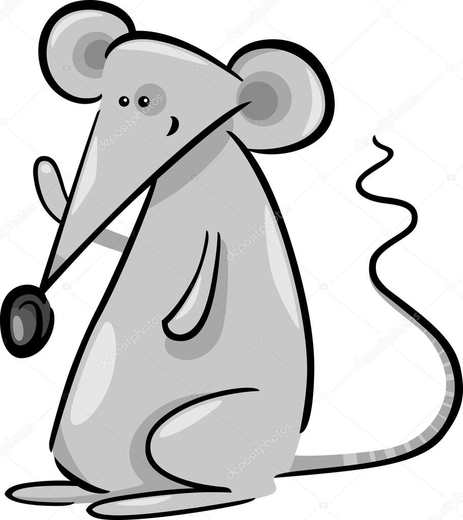 Cute gray mouse cartoon illustration