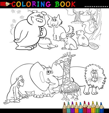 Animals for Coloring Book or Page clipart