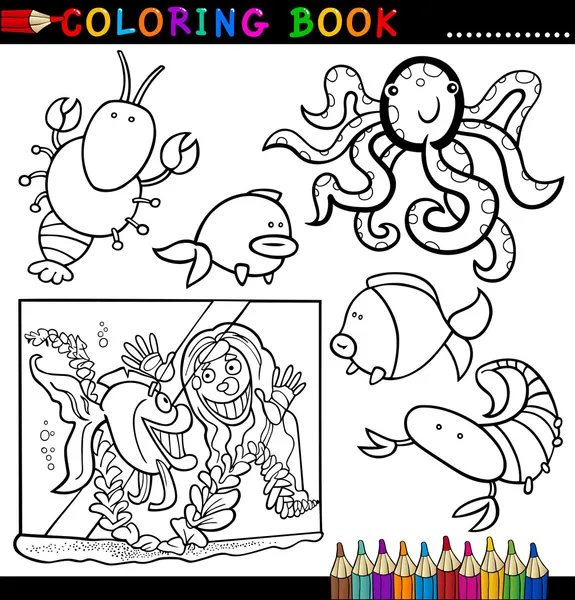 Animales para colorear libro o página — Vector de stock