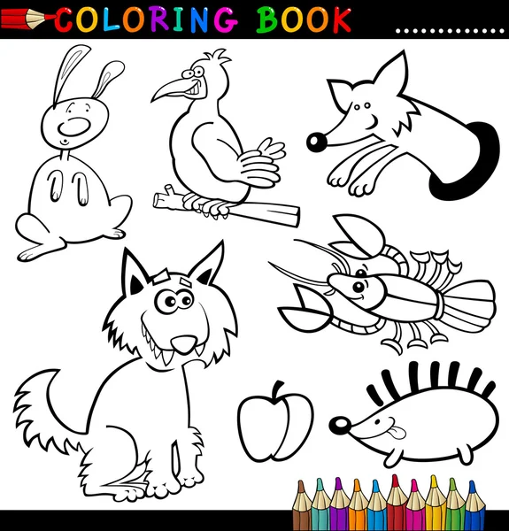 Animals for Coloring Book or Page — Stock Vector