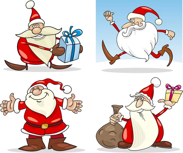 Noel karikatür Noel Baba yan tümceleri kümesi — Stok Vektör
