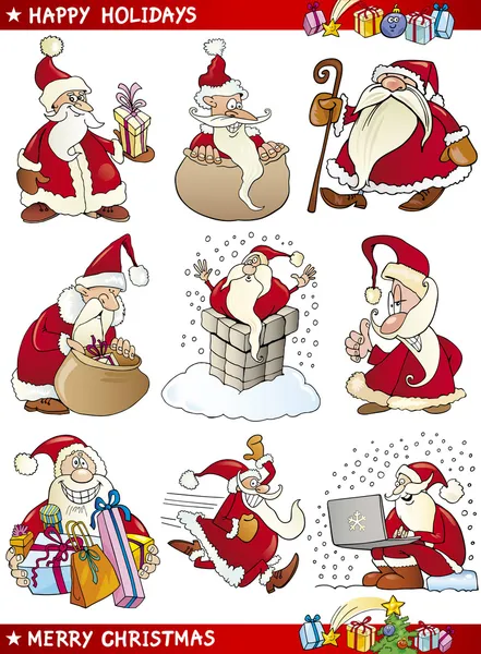 Cartoon set van thema's van Kerstmis — Stockvector