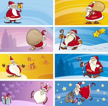karikatür tebrik kartları Noel Baba ile
