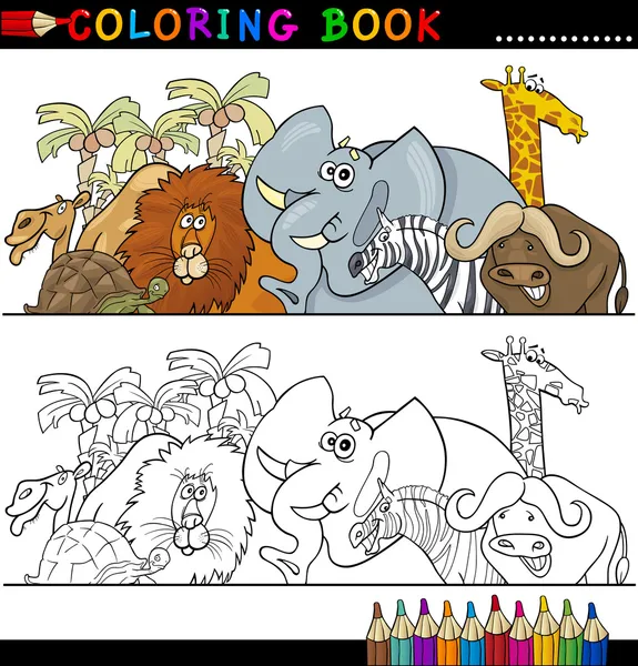 Divoké safari zvířata pro barvení — Stockový vektor