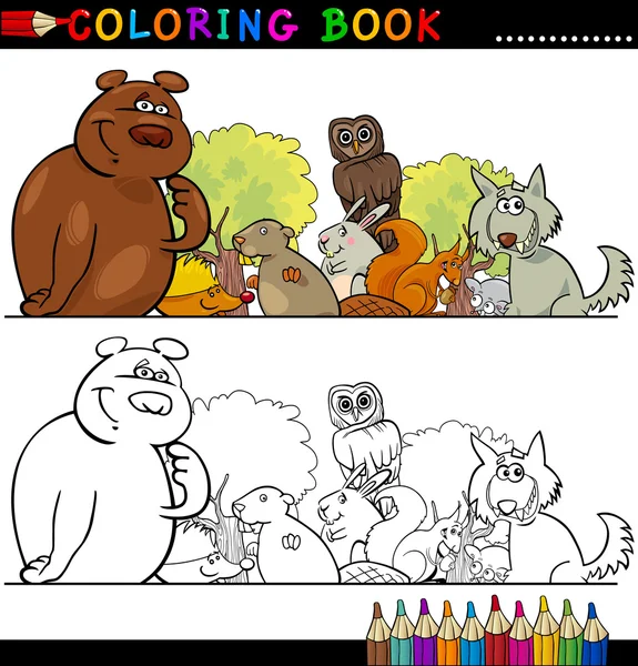 Animales salvajes para colorear — Vector de stock