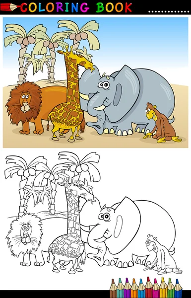 Animales salvajes de Safari para colorear — Vector de stock