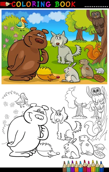 Animais selvagens para colorir — Vetor de Stock