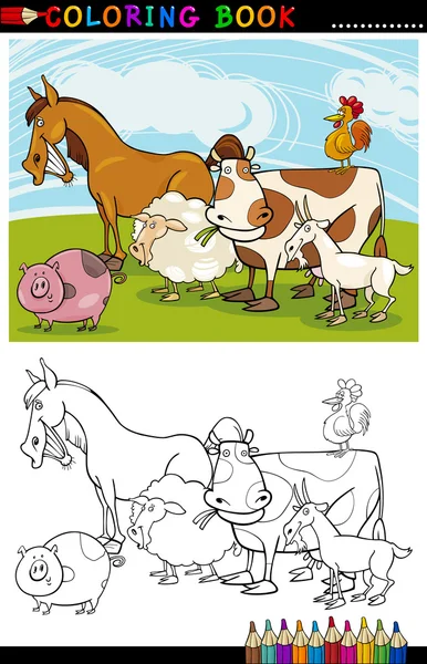 Animales de granja y ganadería para colorear — Vector de stock