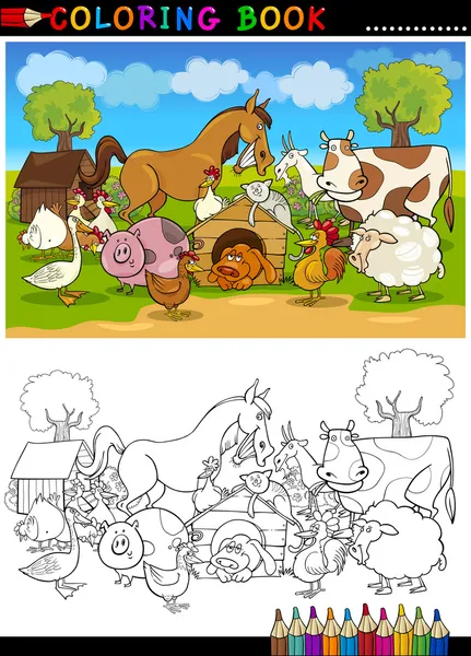 Boerderij en dieren dieren om in te kleuren Stockillustratie