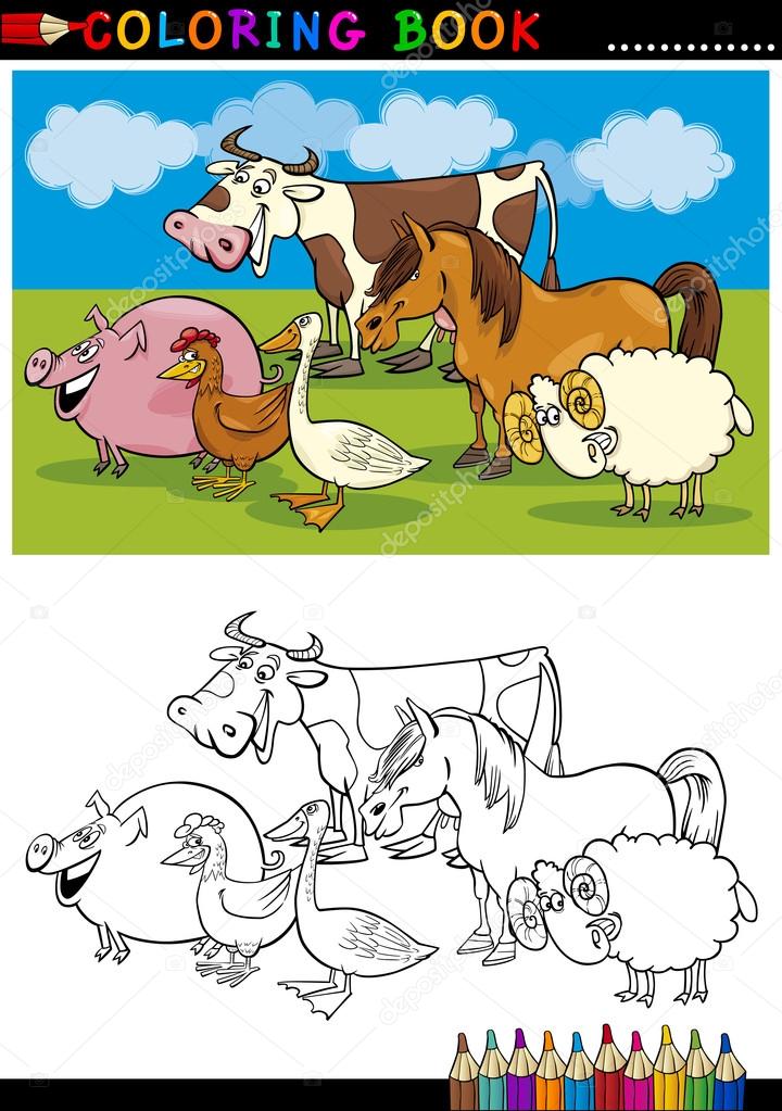 Farm and Livestock Animals for Coloring Stock Vector Image by ©izakowski  #12647737