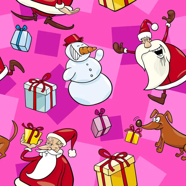 クリスマス漫画のシームレスなパターン — ストックベクタ