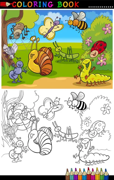 Insecten en insecten voor coloring boek of pagina — Stockvector